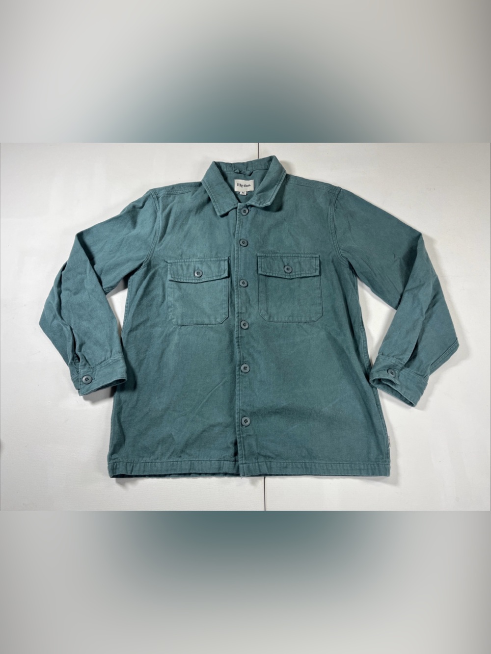 Rhythm Button Shirt Long Sleeve Heavy Workwear Shacket Teal Cotton Men’s M